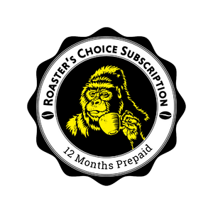 Dusty Ape - Roasters Choice 12 Months Prepaid Subscription Label.