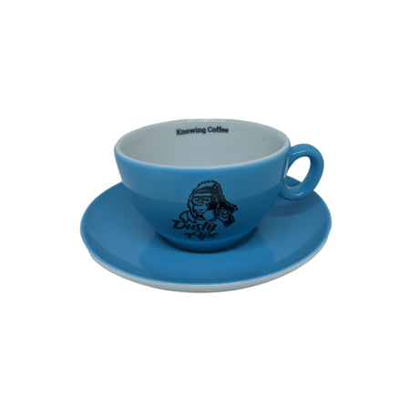Dusty Ape - Blue Cappuccino Cup with Saucer