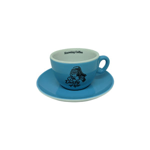Dusty Ape - Blue Flat White Cup with Saucer